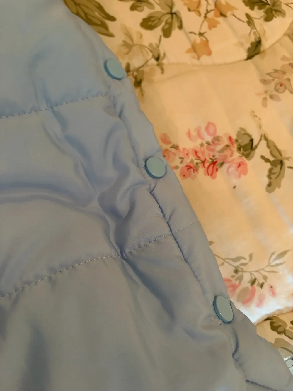 Hooded Light Blue Quilted Long Puffer Vest
